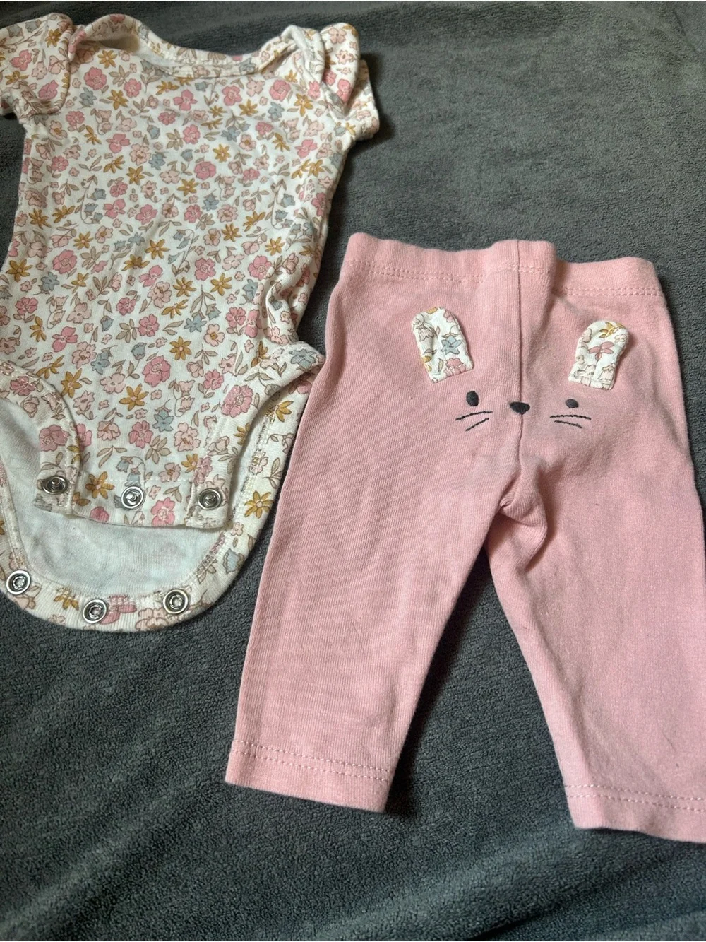 Carter's Pink Floral Bodysuit and Pink Bunny Leggings Set